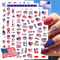 IDDFEVE 8 Sheets 4th of July Nail Stickers Independence Day Patriotic Nail Decals 3D Design Self-Adhesive USA Flag Star Nail Art