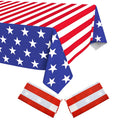 2Pcs Patriotic Tablecloth Disposable Plastic Rectangle 4th of July Memorial Day Table Cloth American Striped and Star Tablecover for Independence Day Party Picnic Indoor Outdoor Decor 54"x108"