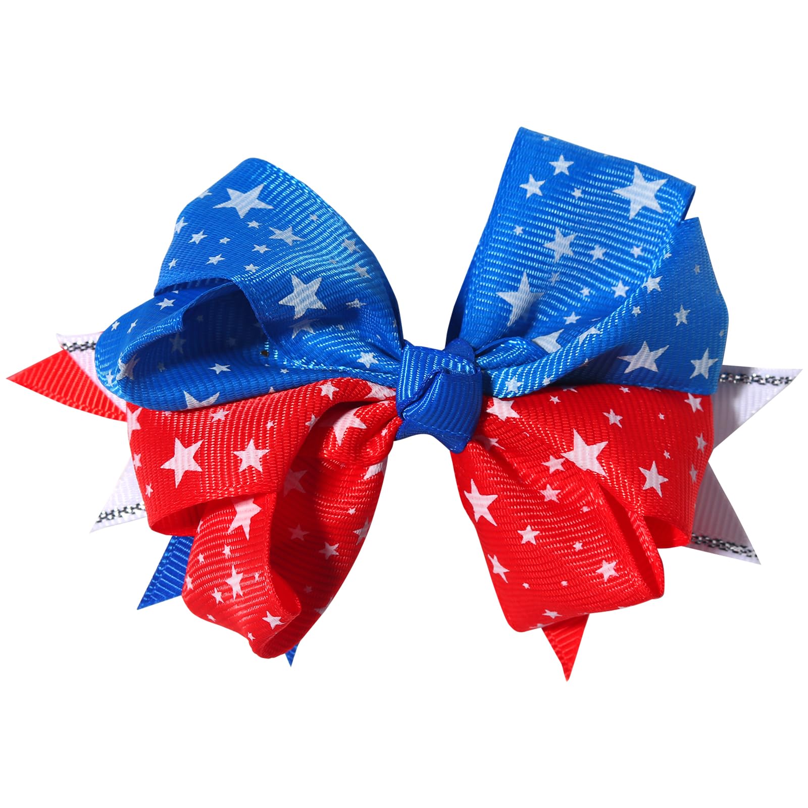 HOXIEYA Independence Day Bow Hair Clip 4th July Ｈair Ｂows for Ｇirls American Flag Stars Blue Red Toddler Hair Accessories Independence Day Party Decoration Supplies 1pcs (stars)