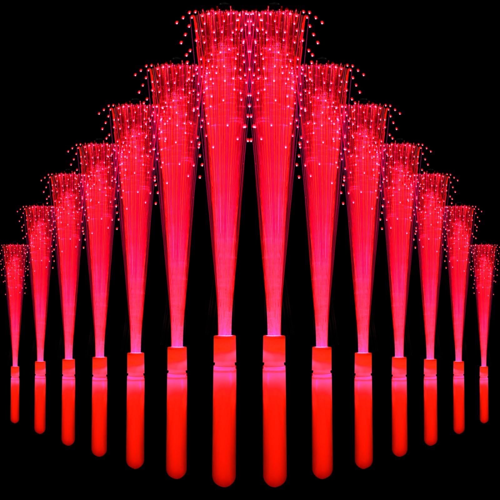 NUDALA 36 Pack Red Glow Fiber Optic Wands Bulk Light up Wand Glow Sticks with 3 Lighting Modes for Christmas Valentines Day 4th of July Concerts Clubs Wedding Birthday