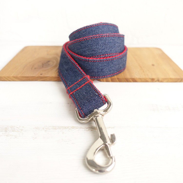 Personalized Blue Denim Dog Leash - Innovative Pet Gear
