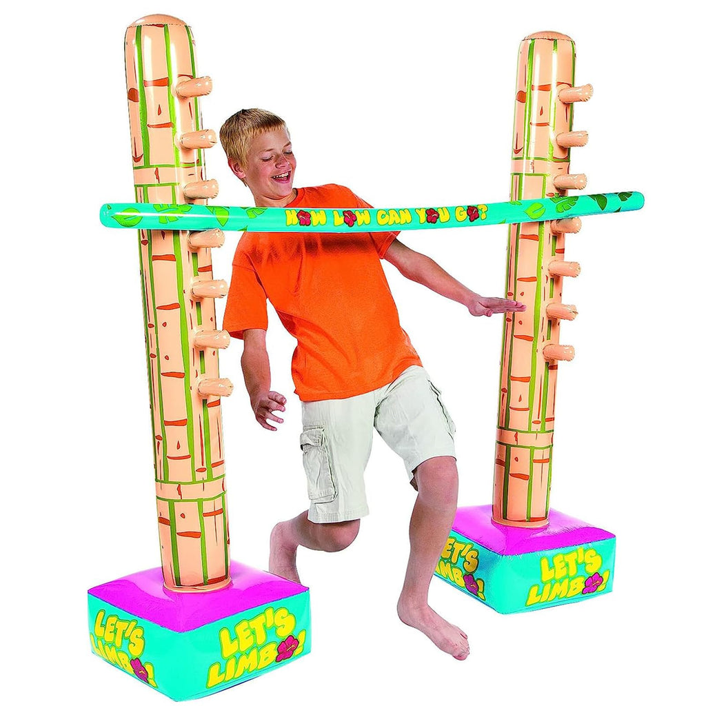 Fun Express Limbo Game 5 Feet Tall How Low Can You Go Vinyl Limbo Outdoor Game Set 3 Pieces Great for Luau Cookout Pool Party Birthday and Summer Outdoor Activities