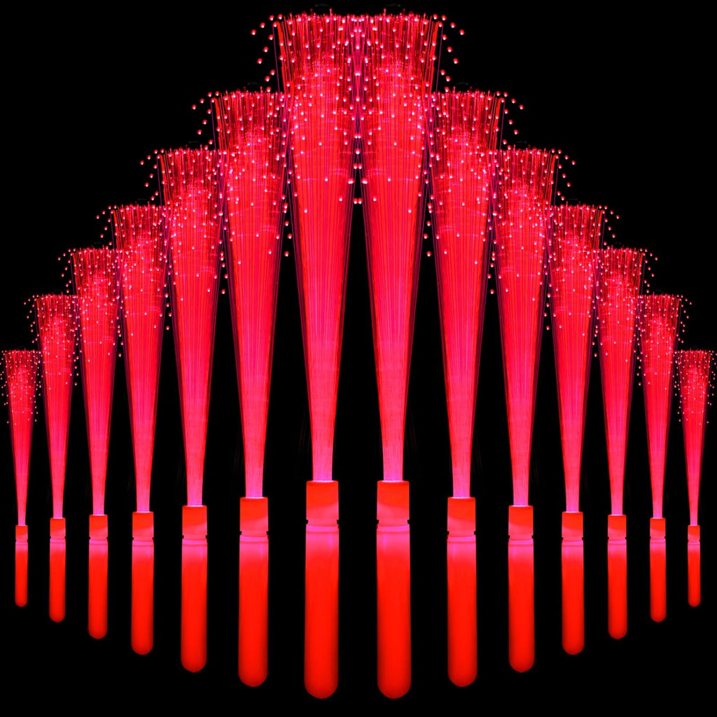 NUDALA 36 Pack Red Glow Fiber Optic Wands Bulk Light up Wand Glow Sticks with 3 Lighting Modes for Christmas Valentines Day 4th of July Concerts Clubs Wedding Birthday