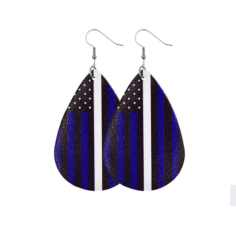 Independence Day Leather Earrings with Flag Design