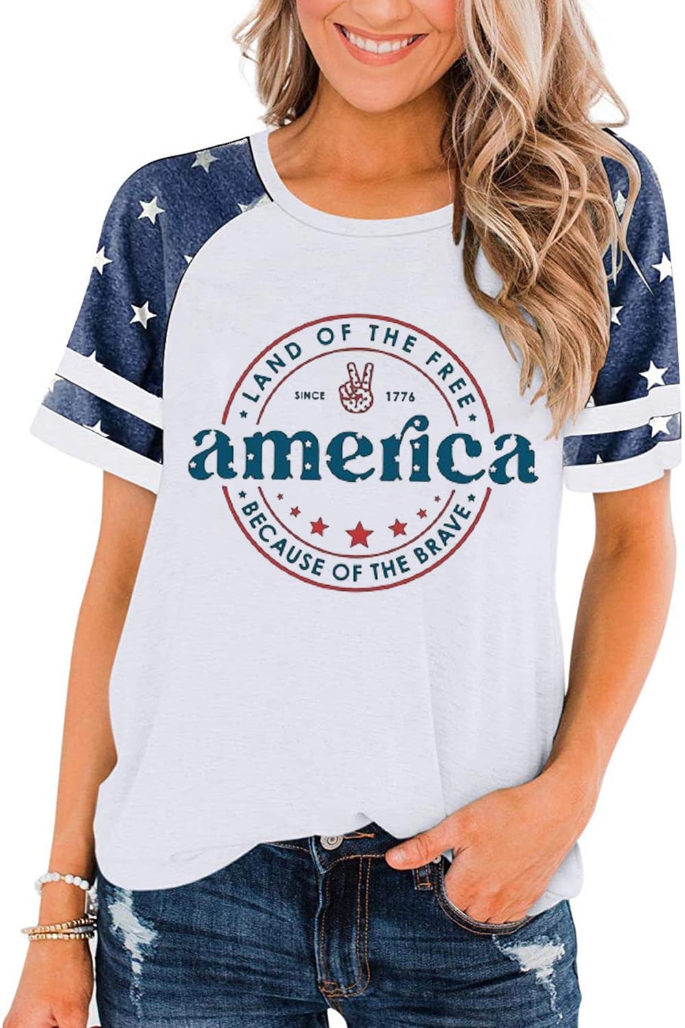 American Flag T Shirt Women 4th of July Shirts Raglan Short Sleeve Patriotic Tee Tops XXL America