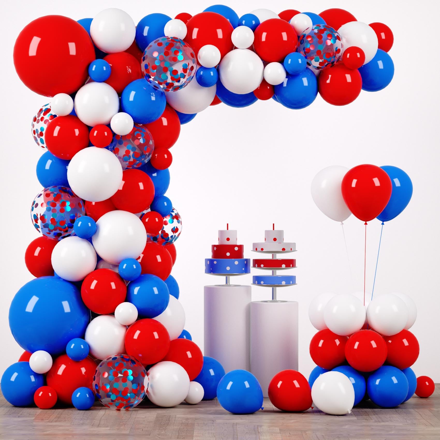Voircoloria 148pcs Red White Blue Balloons Garland Arch Kit Patriotic Decorations for 4th of July Independence Day Graduation Anniversary Party Decorations