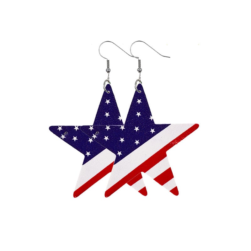 Independence Day Leather Earrings with Flag Design