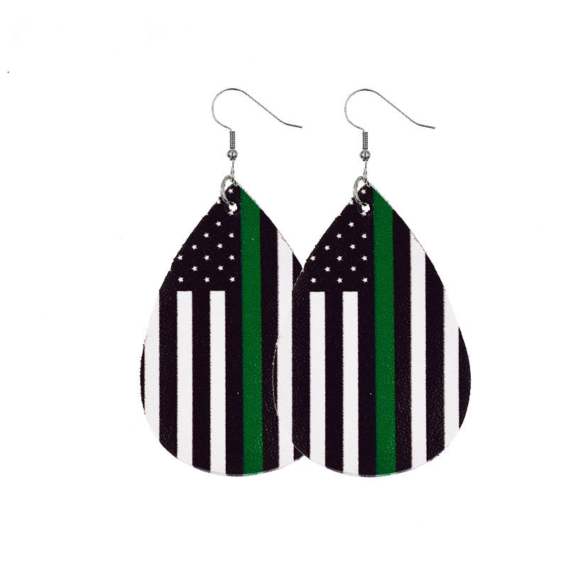 Independence Day Leather Earrings with Flag Design