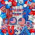 Party Spot! 272 pcs 4th of July Birthday Party decorations16 Tableware Sets“USA” Balloons Paper Plates Patriotic Party Decorations Independence Day Party Decoration Tablecloth Flag