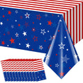 12Pcs Patriotic Tablecloths for 4th of July DecorationsRed White Blue Star Plastic Disposable Table Cover for Fourth of July Memorial Patriotic Day Independence Veterans Day Party Supplies54x108Inch