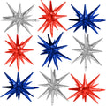 Red Blue Silver Star Balloons9Pcs Red Blue White Explosion Star Foil Balloons22Inch Spike Cone Star Helium Mylar Balloons for Birthday Anniversary Baby Shower 4th of July Disco Party Decorations