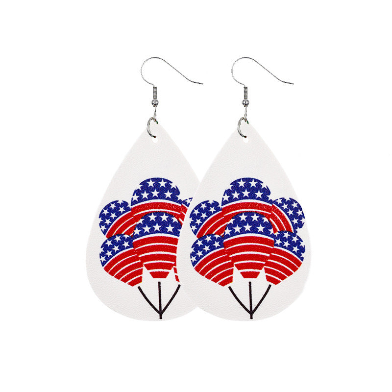 Independence Day Leather Earrings with Flag Design