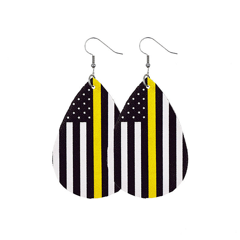Independence Day Leather Earrings with Flag Design