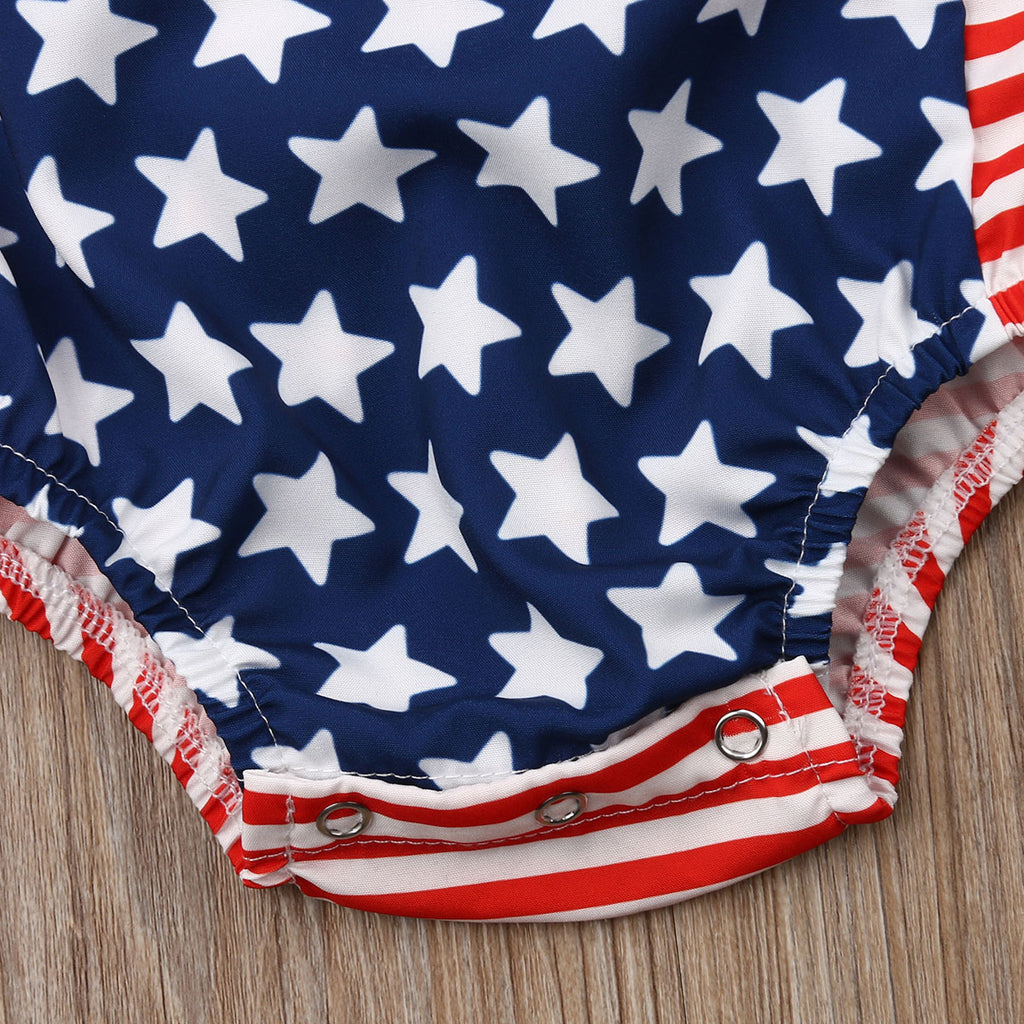 Summer Kids Independence Day Star Stripe Romper