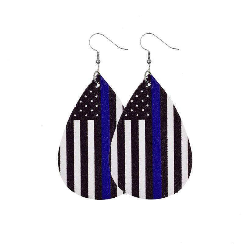Independence Day Leather Earrings with Flag Design