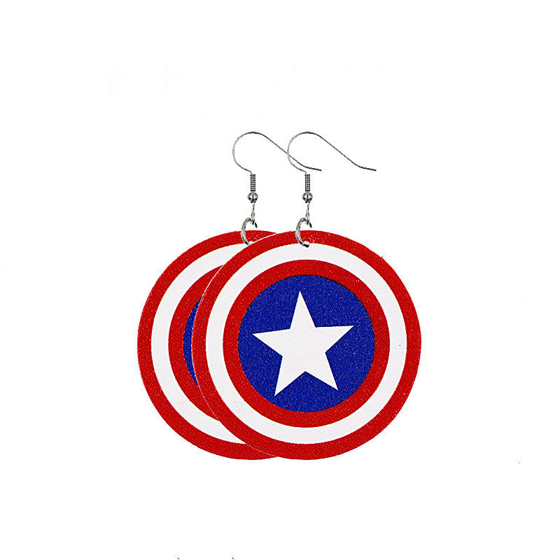 Independence Day Leather Earrings with Flag Design